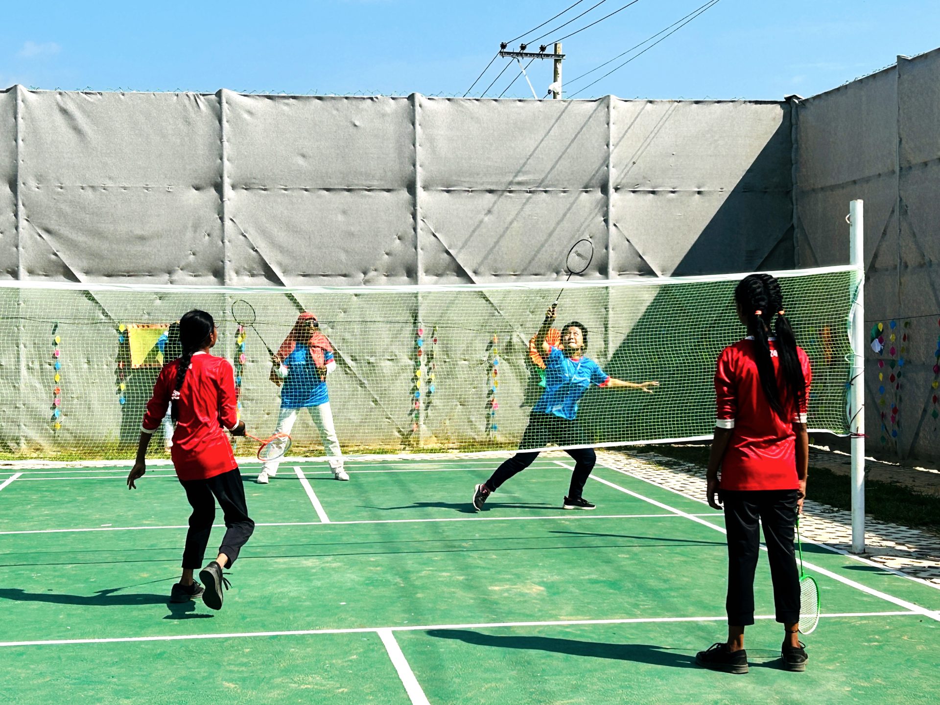 Play for Protection, Cox’s Bazar, Bangladesh. Rohingya women and girls play badminton